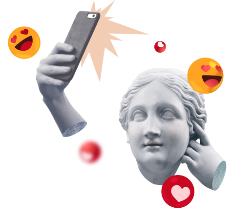Imagem de um busto com aplicativos em volta para ilustrar a seção